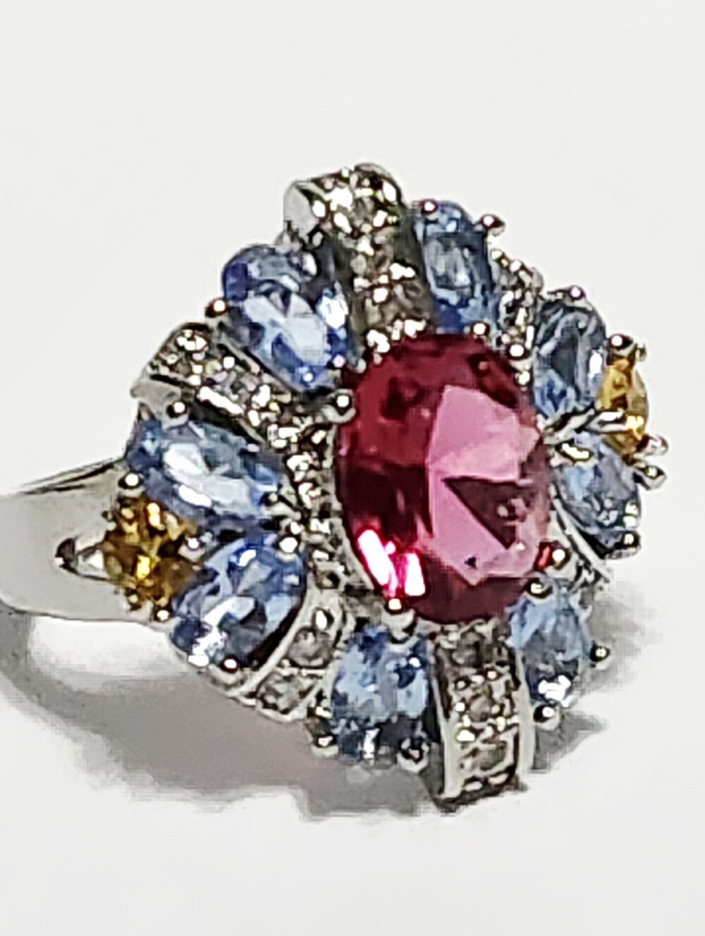2.70 cttw Pink Topaz Tanzanite Citrine Multistone Sterling Silver Ring size 6.5 - Picture 3 of 10